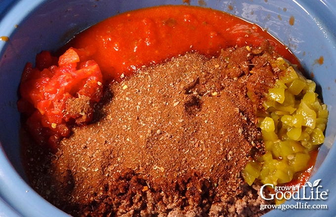 ingredients in the slow cooker crock