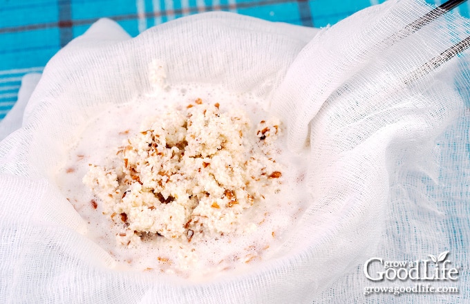 straining the almond milk from the pulp