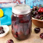 jar of bourbon cherries on a table