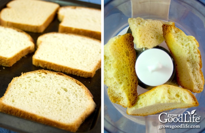 steps to drying bread and grinding into bread crumbs