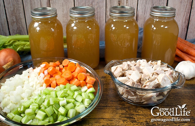 Ingredients for canning turkey soup.