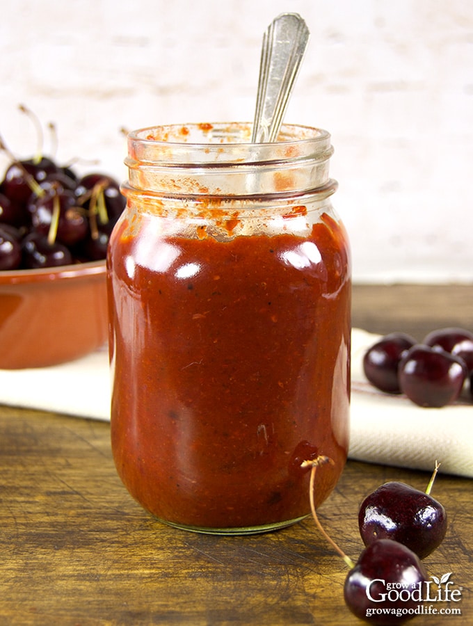 This smoky, rich flavored cherry barbecue sauce can be slathered on virtually any type of meat, including chicken, pork, and beef.