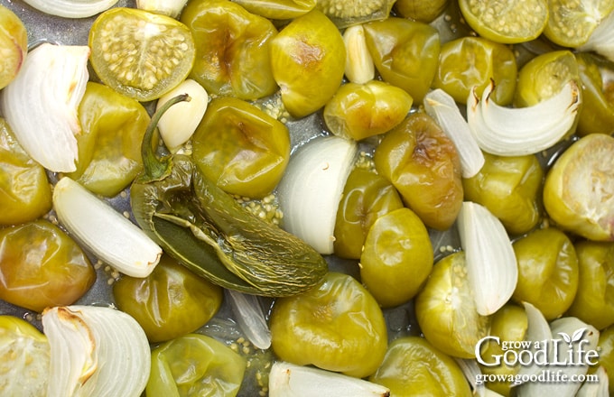 Roasted vegetables for salsa verde.