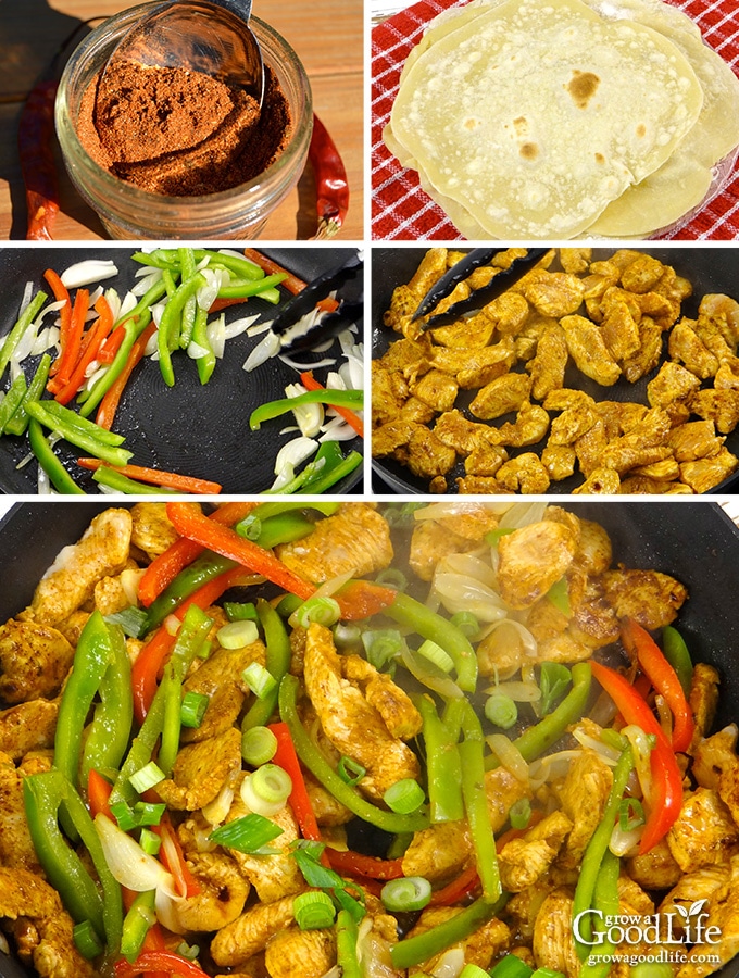 Steps to making chili lime chicken fajitas