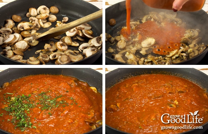 steps to making the mushroom marinara sauce