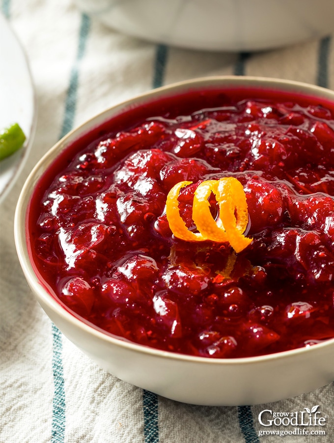 fresh cranberry sauce in a bowl on a table