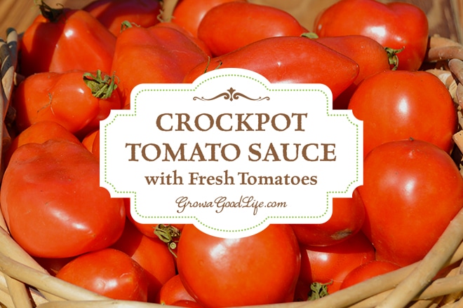 This simple crockpot tomato sauce is something that I rely on often during the peak of the tomato harvest. While the majority of the tomatoes from the garden are preserved in large batches for winter food storage. The crockpot is perfect for making smaller batch for fresh eating. It takes little effort to fill the crockpot up with all the ingredients and let it simmer all day. You can even break up the process over a few days if you are crunched for time by refrigerating the sauce part way through and start cooking again the next day.