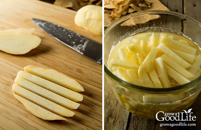 Yes, you can make crispy seasoned baked French fries at home without deep-frying in vegetable oil. Skip the drive thru and precooked frozen packages with chemicals, preservatives, and unhealthy oils. Try making your own hand cut homemade baked fries instead.