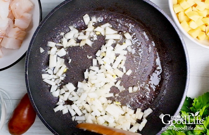 sautéing the onions in the bacon grease