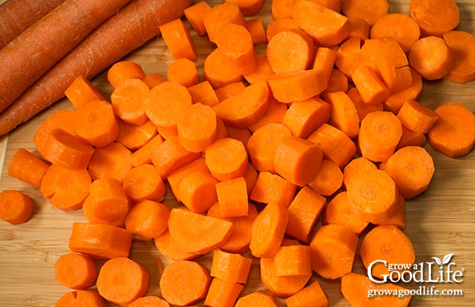 sliced carrots on a cutting board