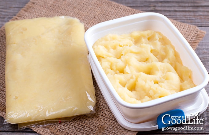 mashed potatoes packed and ready for the freezer