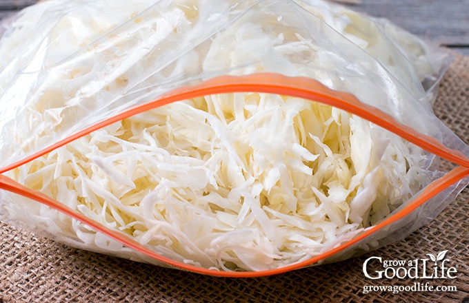 blanched and frozen shredded potatoes in a freezer bag