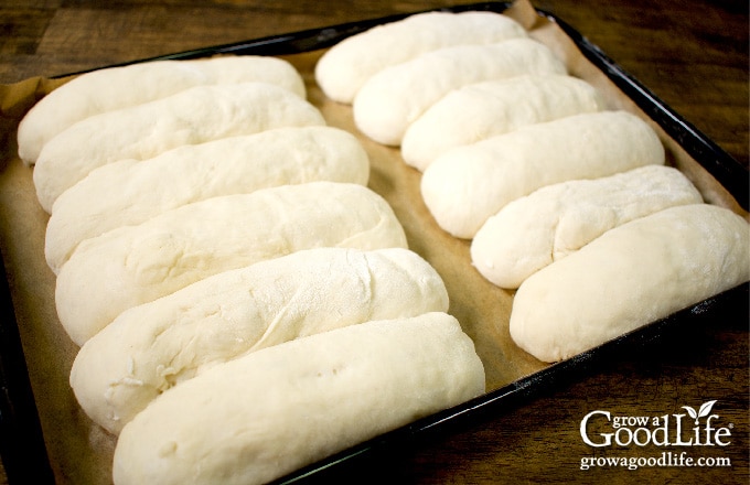 pan of rolls ready for second rise