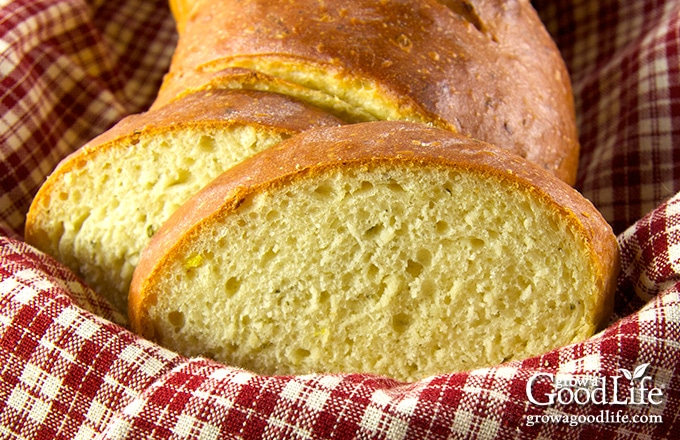 This bread recipe includes rosemary and a whole head of roasted garlic baked into the dough giving you delicious flavor with each and every bite.