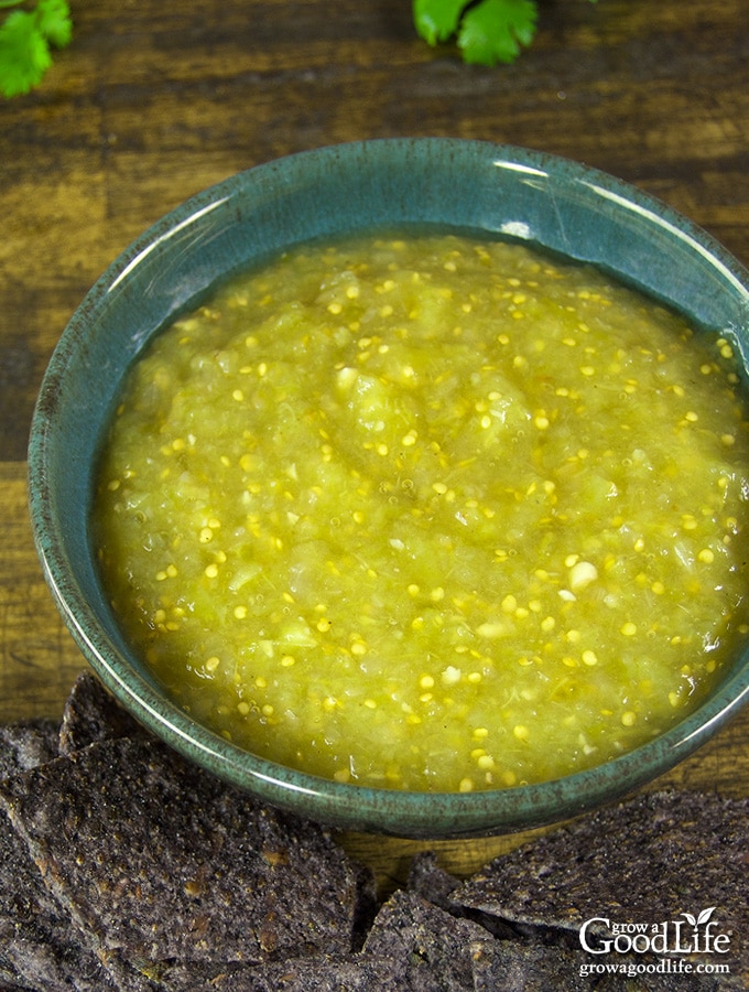 This simple roasted salsa verde recipe is easy to make. Roasting the vegetables adds a delicious smoky flavor and mellows the acidity of the tomatillos. Enjoy this tomatillo salsa with your favorite Mexican dishes.