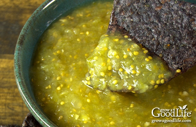 This simple roasted salsa verde recipe is easy to make. Roasting the vegetables adds a delicious smoky flavor and mellows the acidity of the tomatillos. Enjoy this tomatillo salsa with your favorite Mexican dishes.