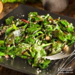 sautéed beet greens plated on a table