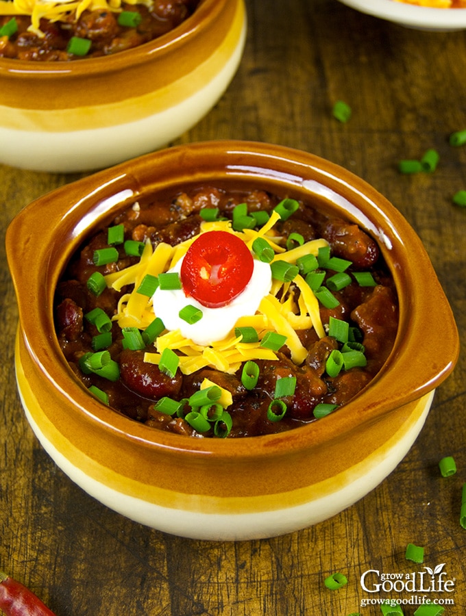 You can't go wrong with chili. Since the chili simmers in the slow cooker all day, it is perfect for a weeknight meal.