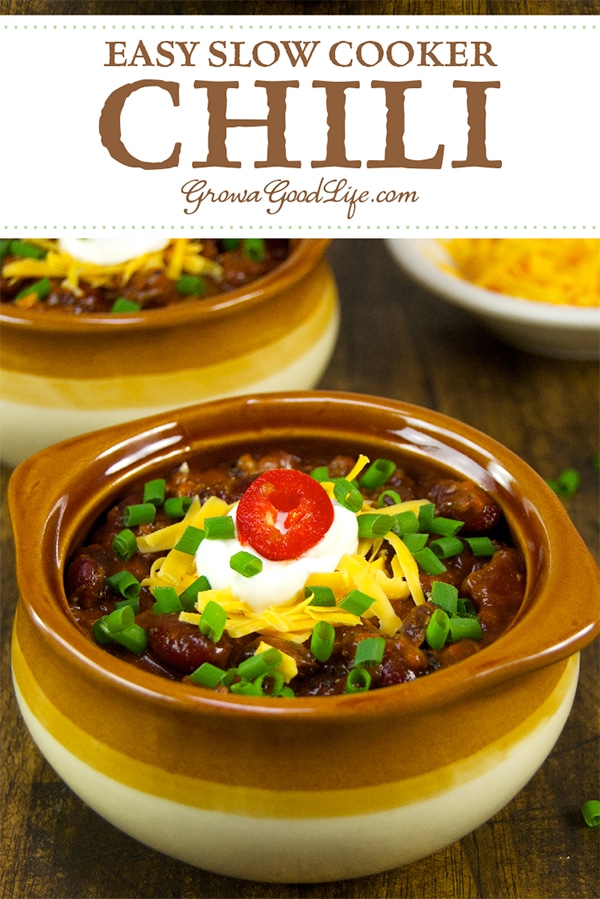 You can't go wrong with chili. Since the chili simmers in the slow cooker all day, it is perfect for a weeknight meal. It is also ideal for bringing to pot-luck meals, office parties, game day, and neighborhood barbecues.