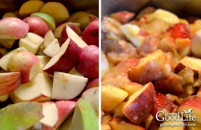 cooking the apples to extract the juice