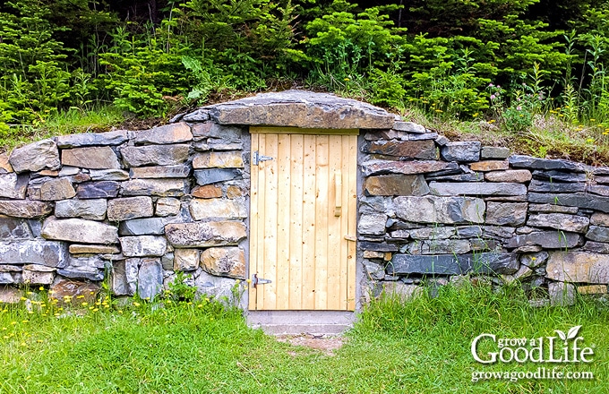 a root cellar built into the side of a hill