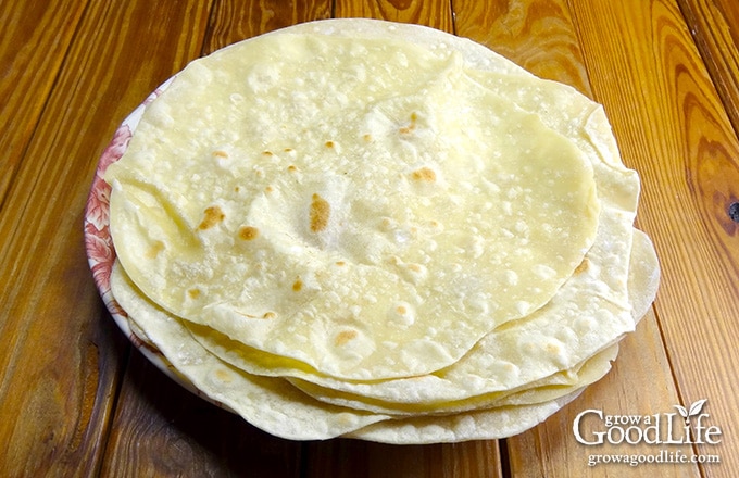 freshly made flour tortilla on a table